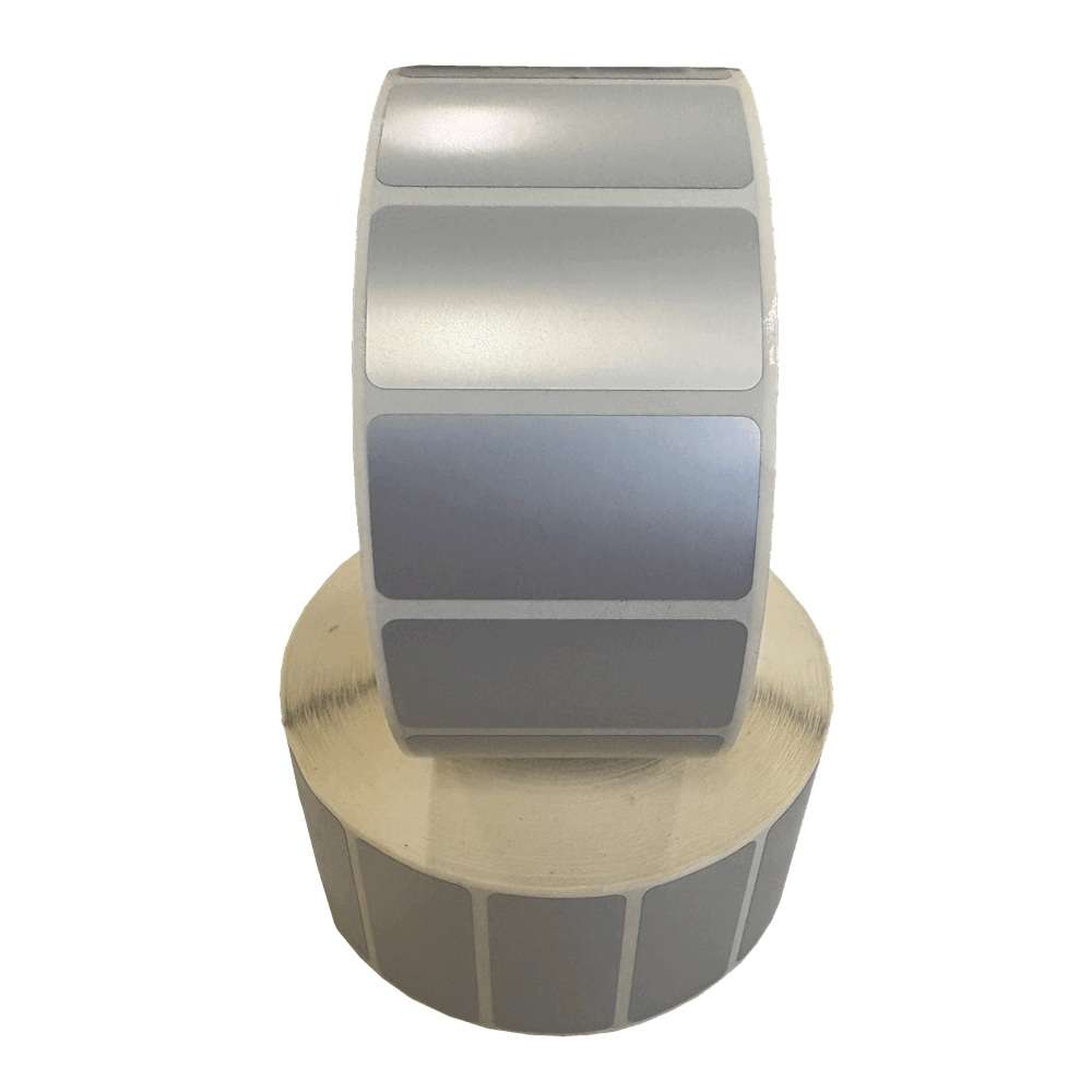 40x25 Silver Mylar Thermal Transfer Labels - 2 Rolls