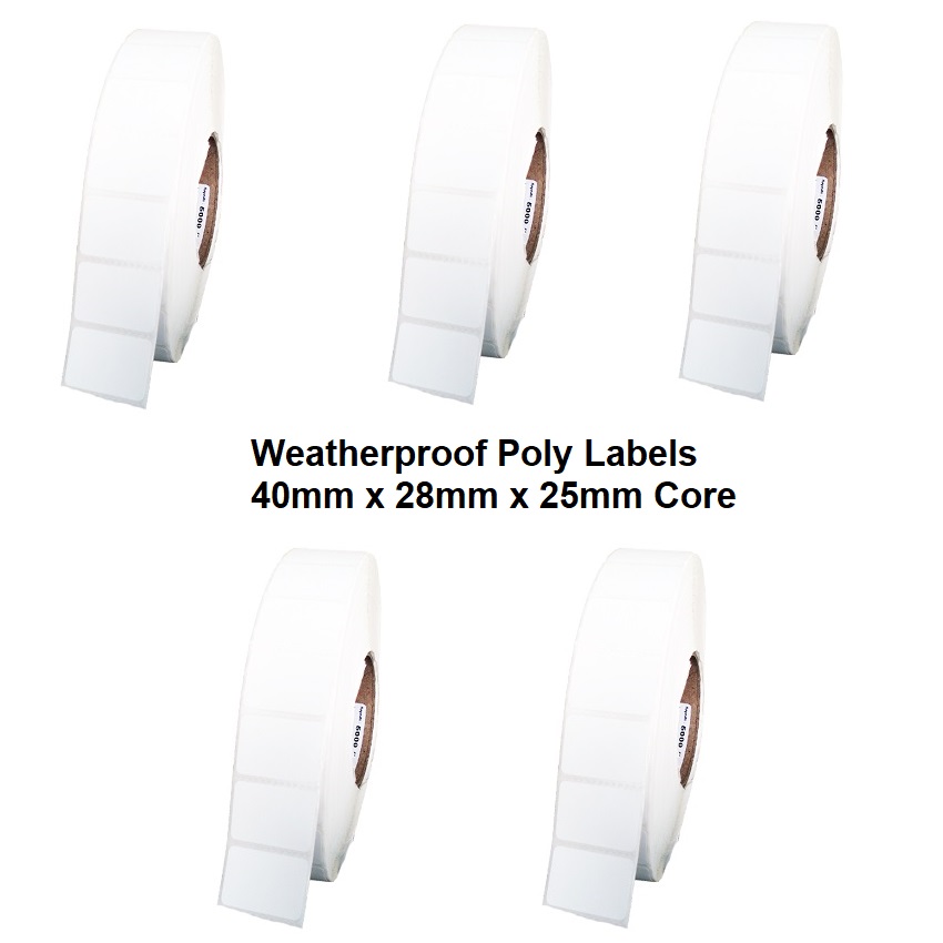 View Plain 40x28 Poly Weatherproof Thermal Transfer Labels 5 Pack