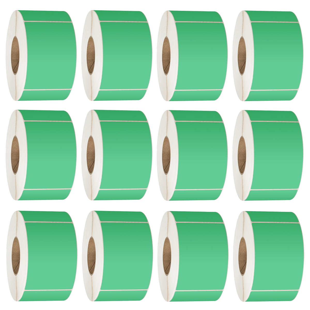 76X48 Thermal Transfer Labels 3000/Roll 76mm Core Green - 12 Rolls