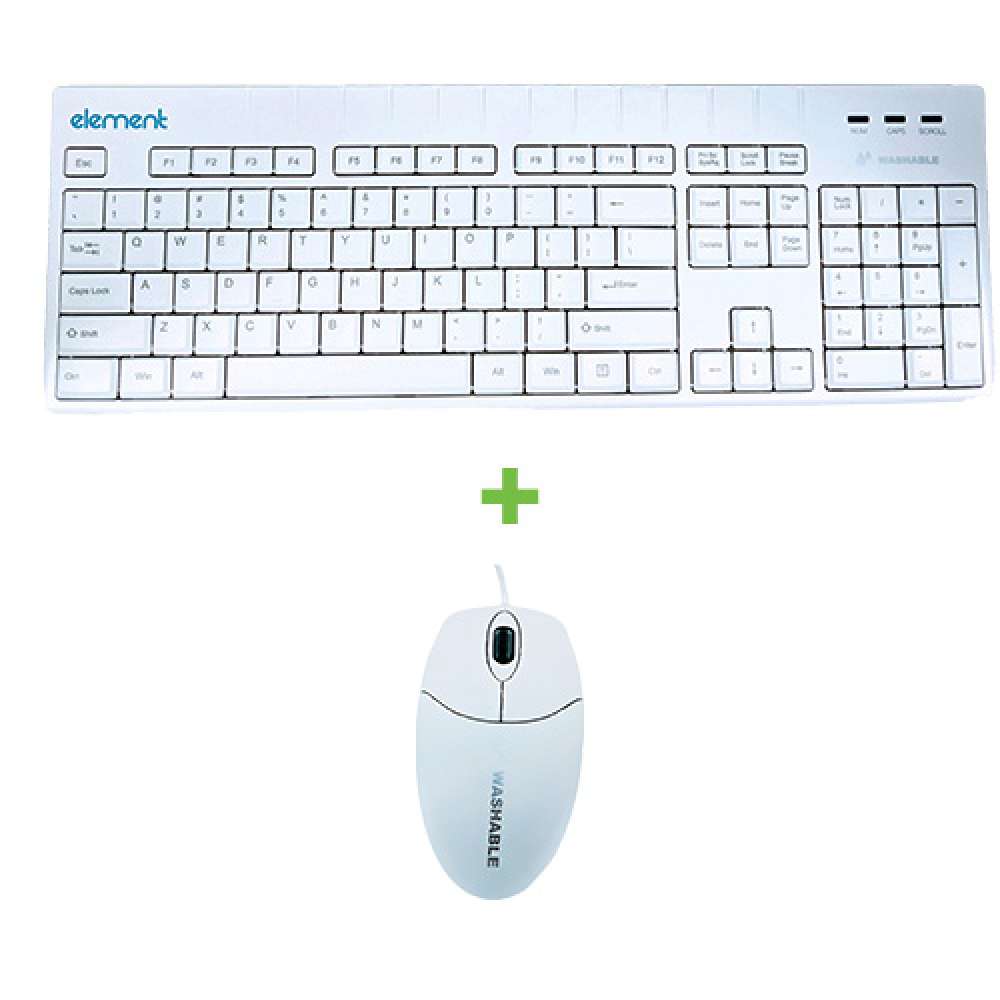 View Element ECT104 Washable Keyboard & Mouse Combo with USB Interface White
