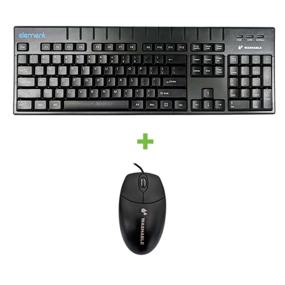 Element ECT104 Washable Keyboard & Mouse Combo with USB Interface