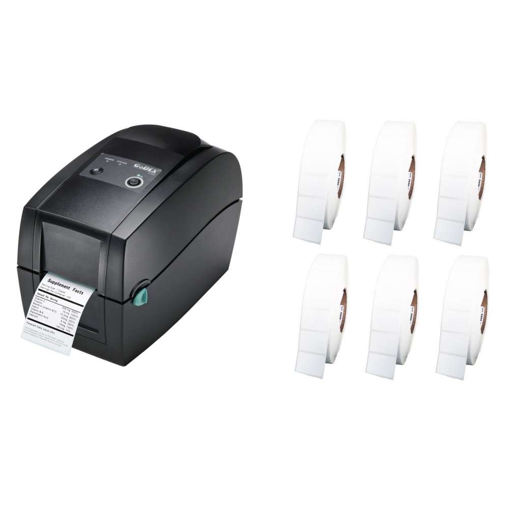 GoDEX RT200 Label Printer + 40mm x 28mm Labels Bundle