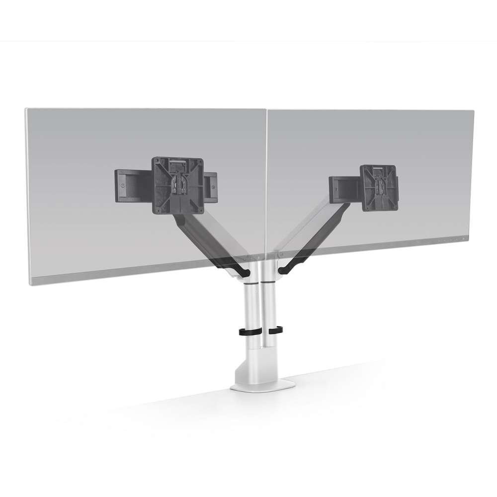 HAT Collective E2 Dual Monitor Arm with Top Down Clamp White
