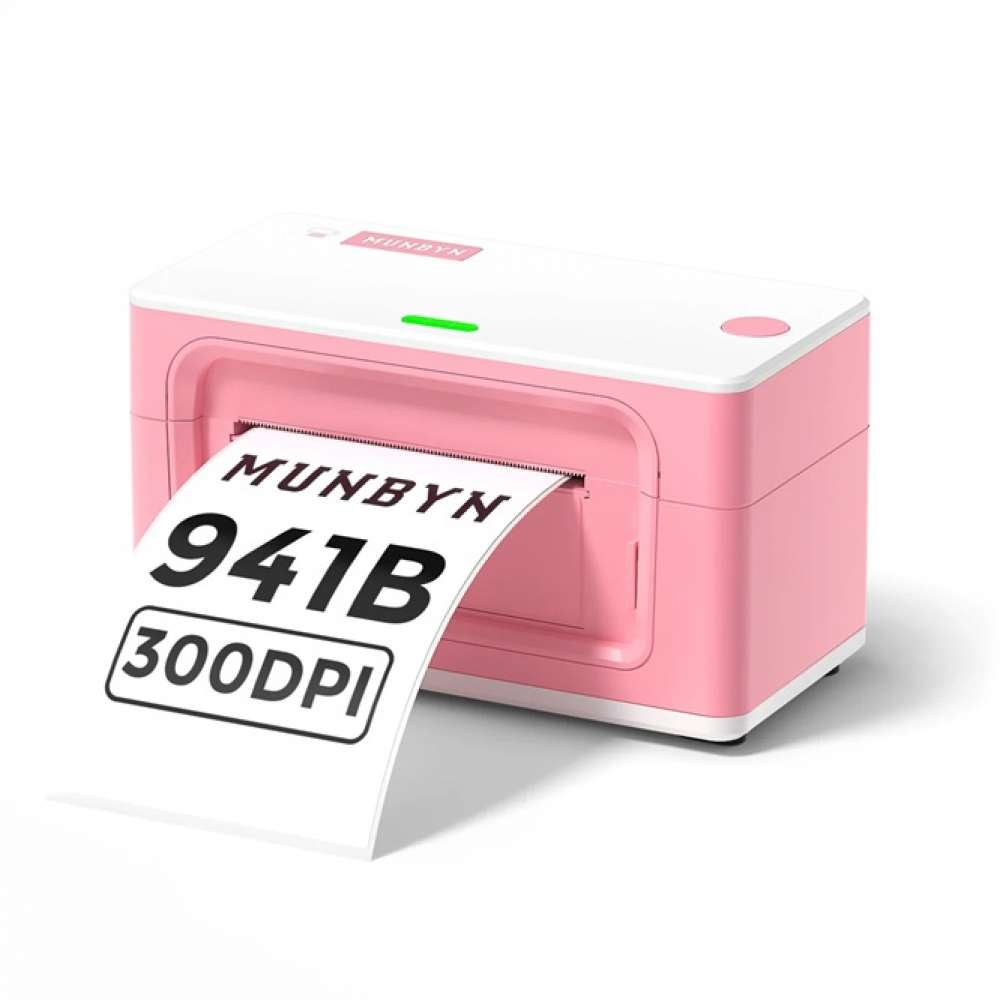 MUNBYN RealWriter 941BP 300dpi Bluetooth & USB Direct Thermal Label Printer - Pink