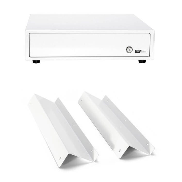 View POS-Mate Cash Drawer with Under Counter Bracket Bundle White