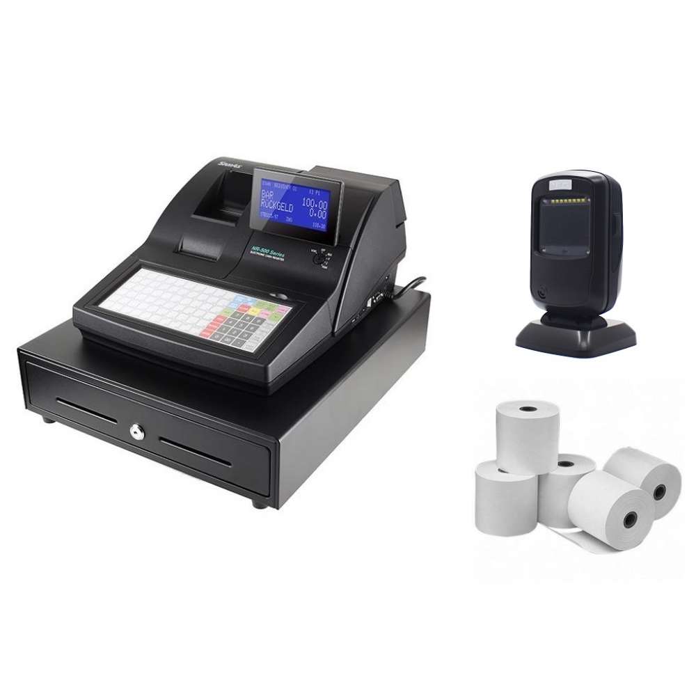 View Sam4s NR510 Cash Register with Benchtop Barcode Scanner