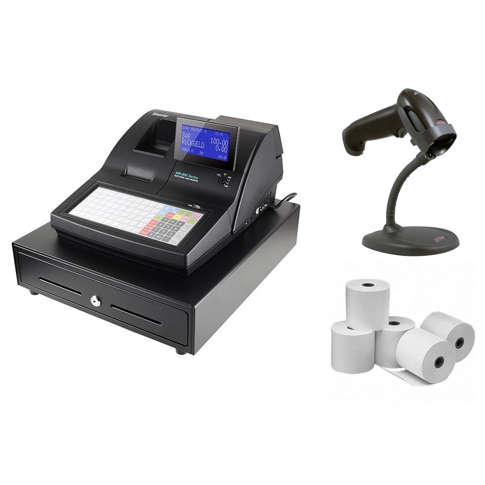 View Sam4s NR510 Cash Register + Honeywell 1250G Scanner Bundle