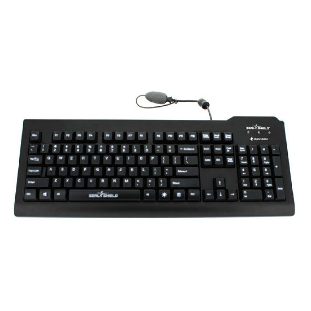 Seal Shield Glow Black 104K IP68 Rated Medical Grade Waterproof Keyboard USB