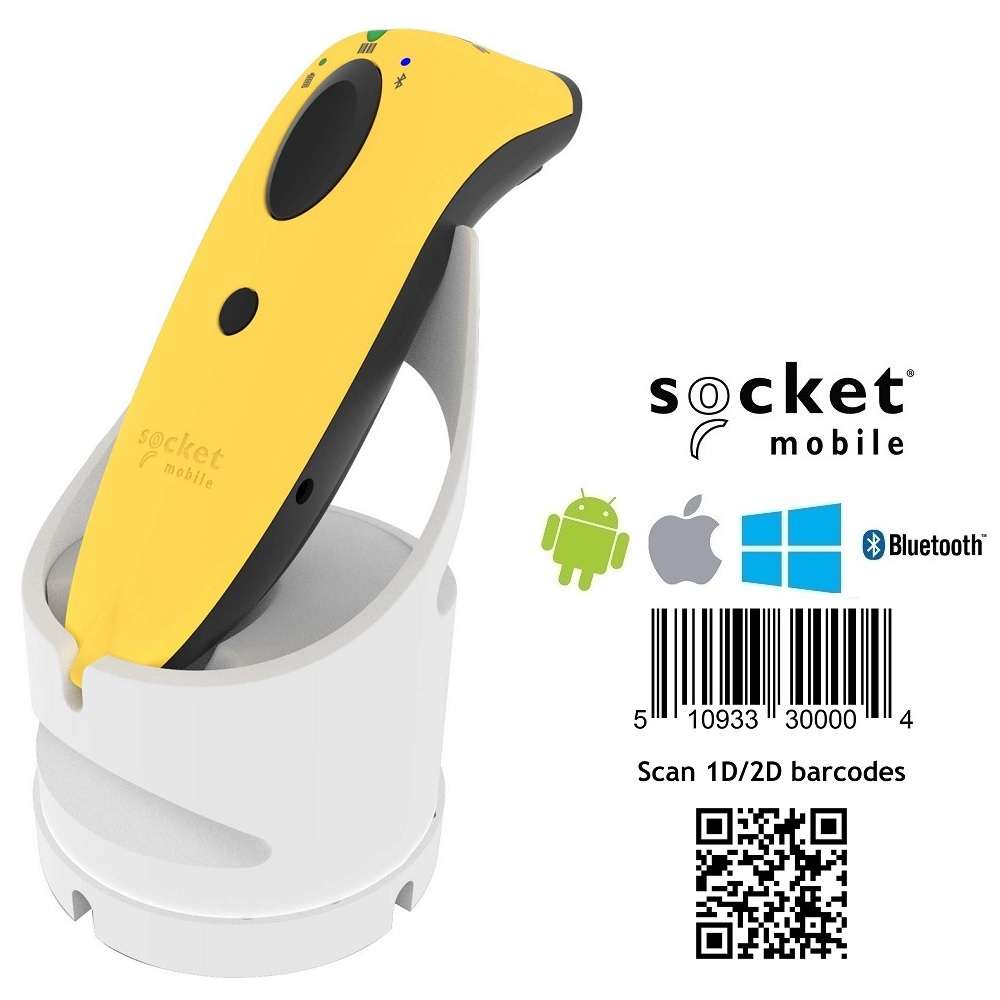 Socket S740 Yellow 2D Barcode Scanner with White Dock