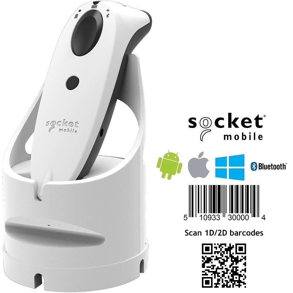 Socket S740 White 2D Barcode Scanner with White Dock