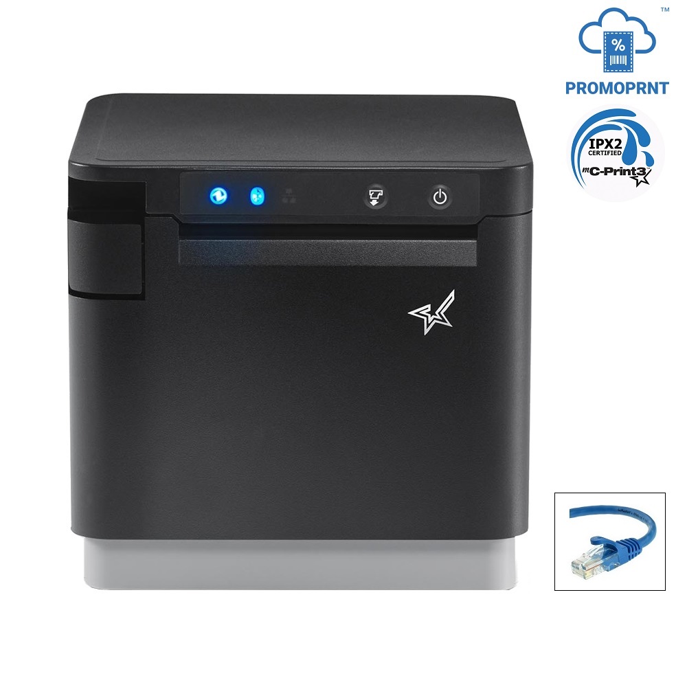 Star mC-Print3 Ethernet + USB Receipt Printer Black
