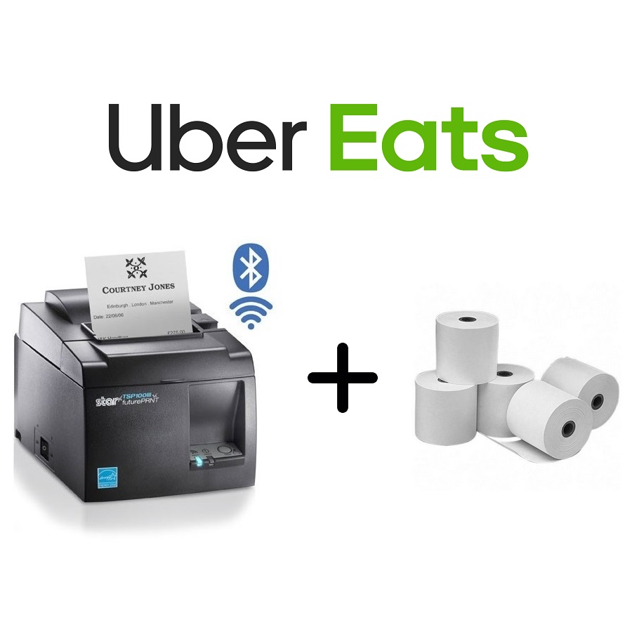 Uber Eats Star TSP143IIIBI Printer + Paper Rolls Bundle