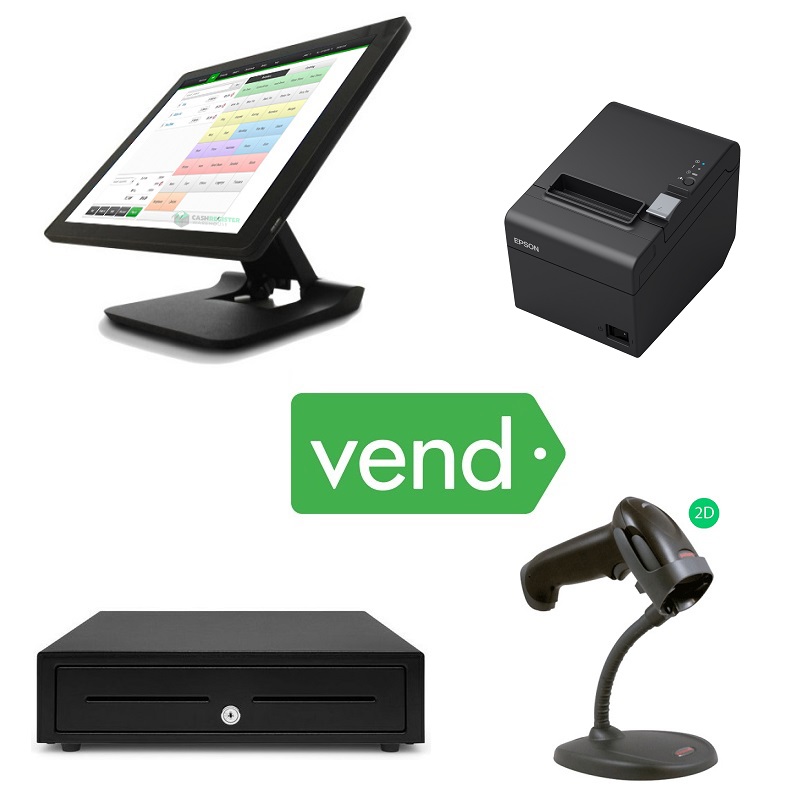 Vend Touch Screen POS System Bundle with USB Barcode Scanner