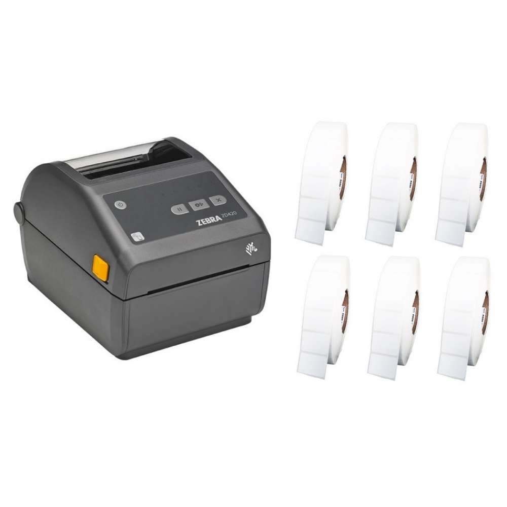 Zebra ZD421 Label Printer + 50mm x 28mm Labels Bundle