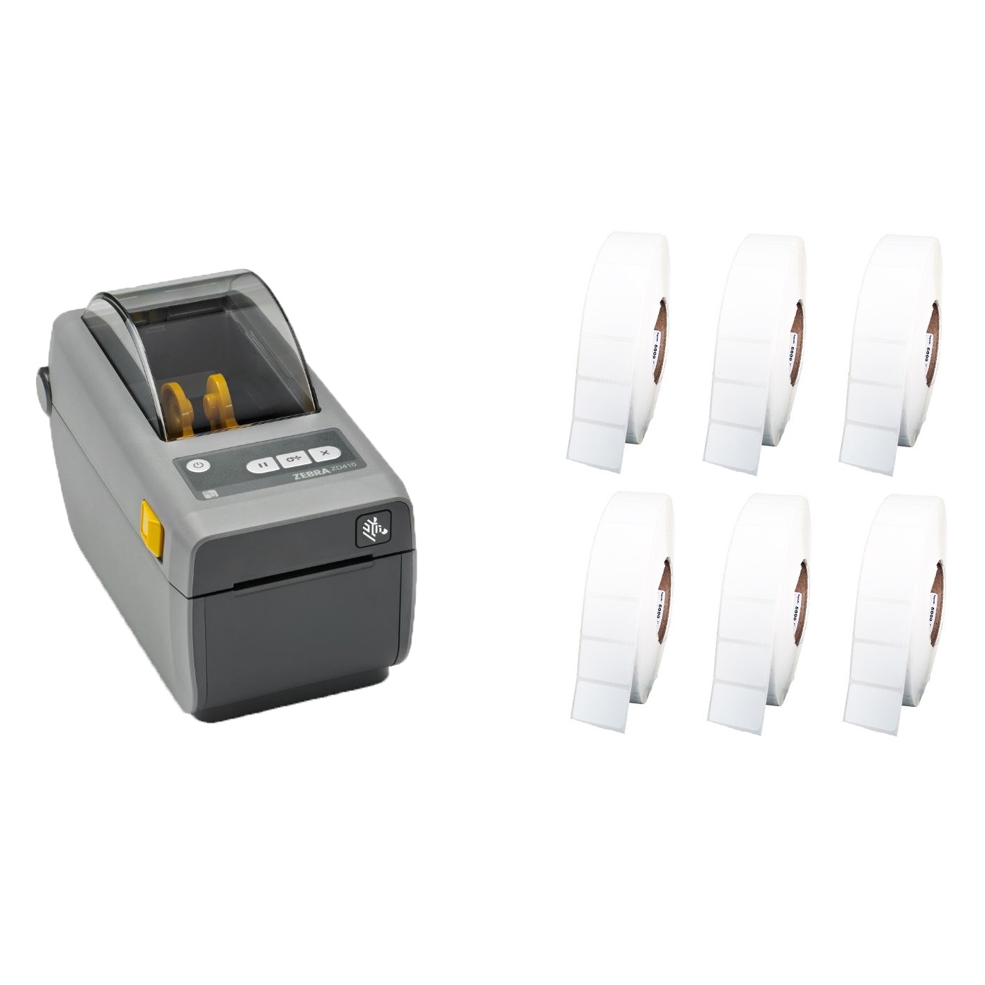 View Zebra ZD410 Label Printer + 50mm x 28mm Labels Bundle