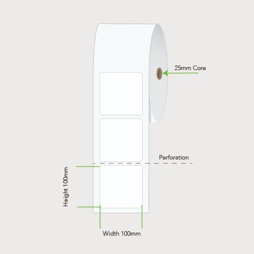 100mm x 100mm Label 25mm Core Example