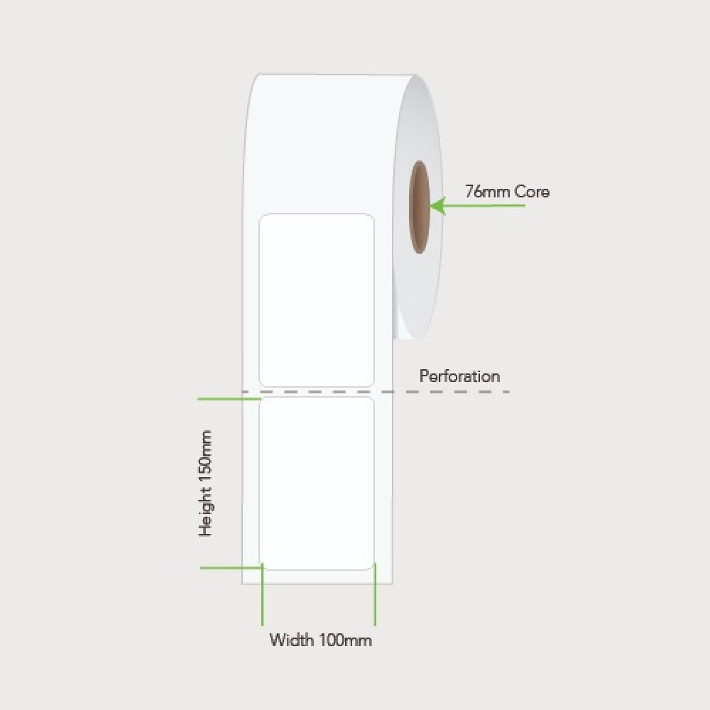 100mm x 150mm 76mm Core Label Example