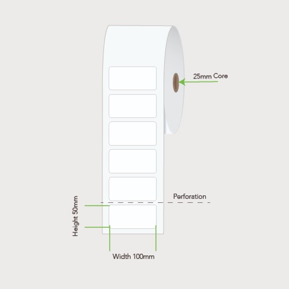 100mm x 50mm 25mm Core Label Example