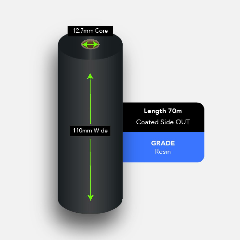 110mm x 70m Resin Ribbon