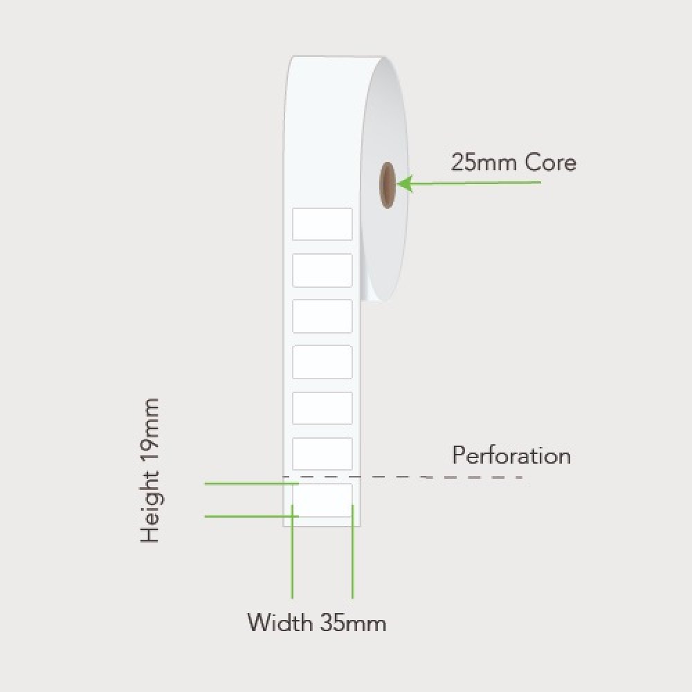 35mm x 19mm 25mm Core Label Example