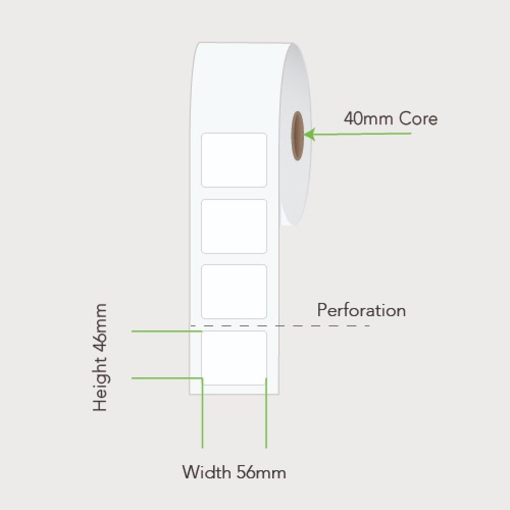 56mm x 46mm 40mm Core Label Example