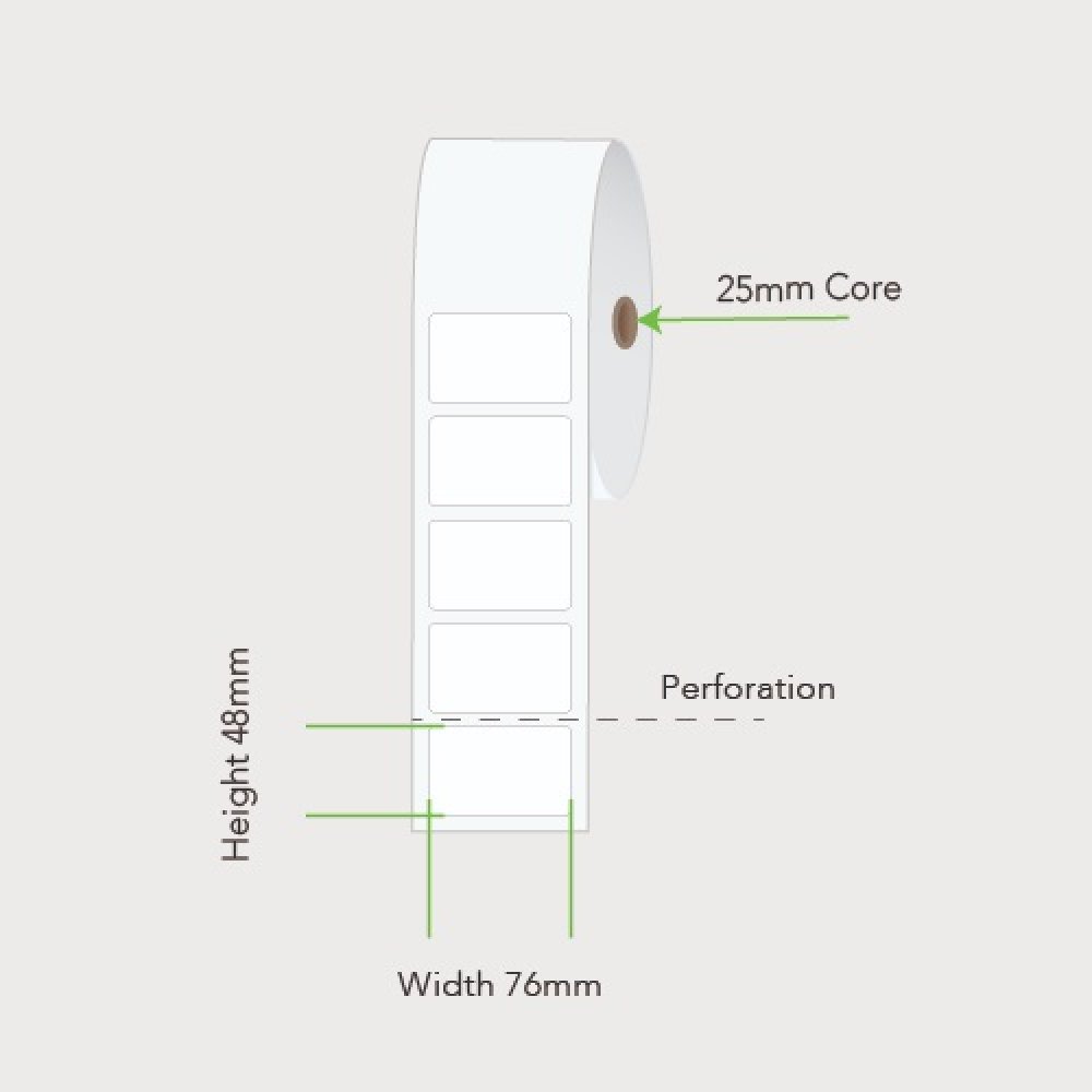 76mm x 48mm 25mm Core Label Example