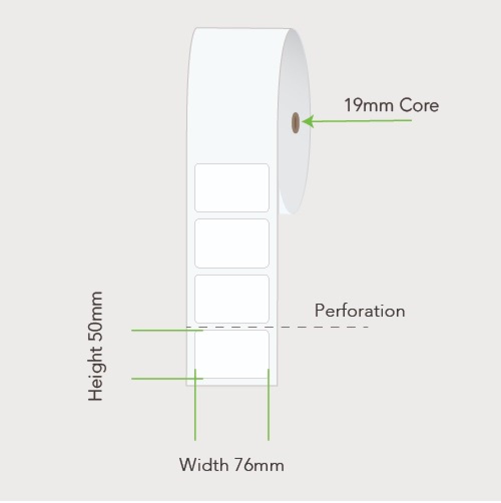 76mm x 50mm 19mm Core Label Example