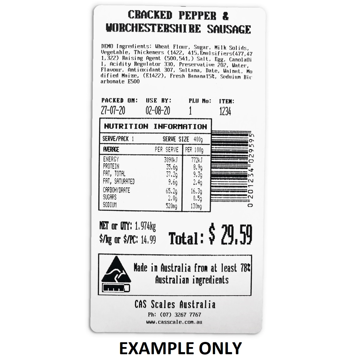 CAS 58x110 Scale Label Example