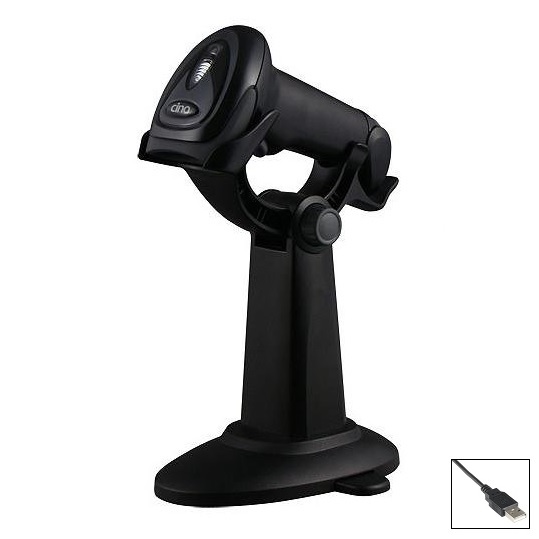 Cino F680 USB Barcode Scanner in Stand
