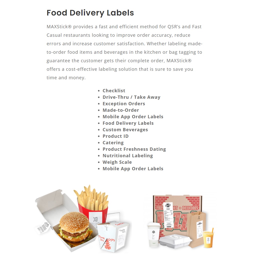 Food Delivery Labels