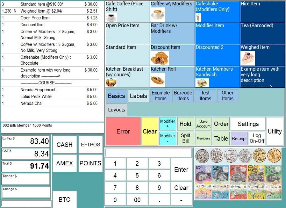 NeoPOS Main Selling Screen