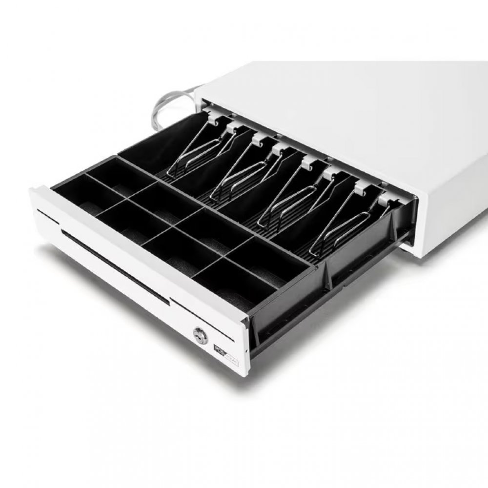 POS-Mate Cash Drawer White Front Opened