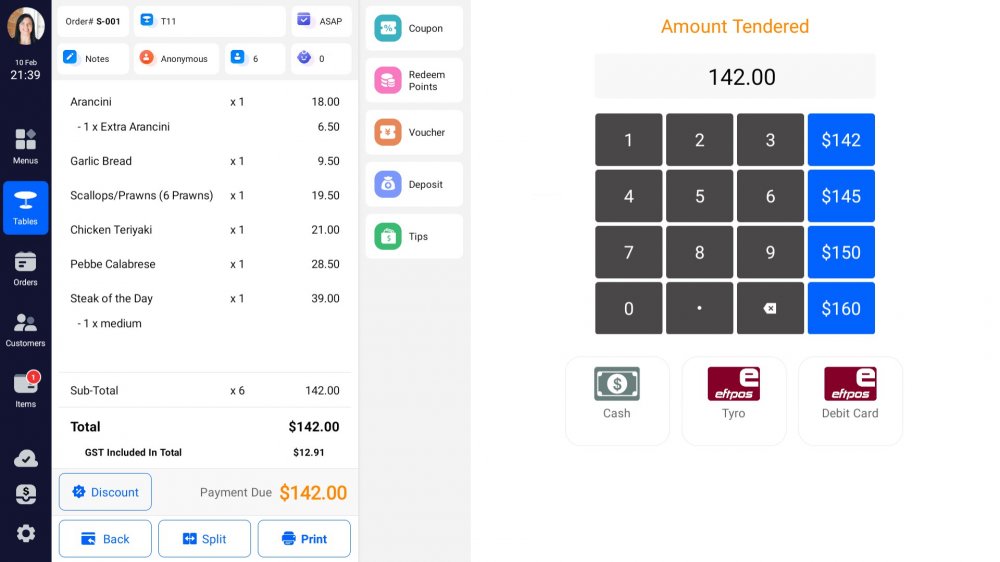 TapTouch Hospitality Payment Screen