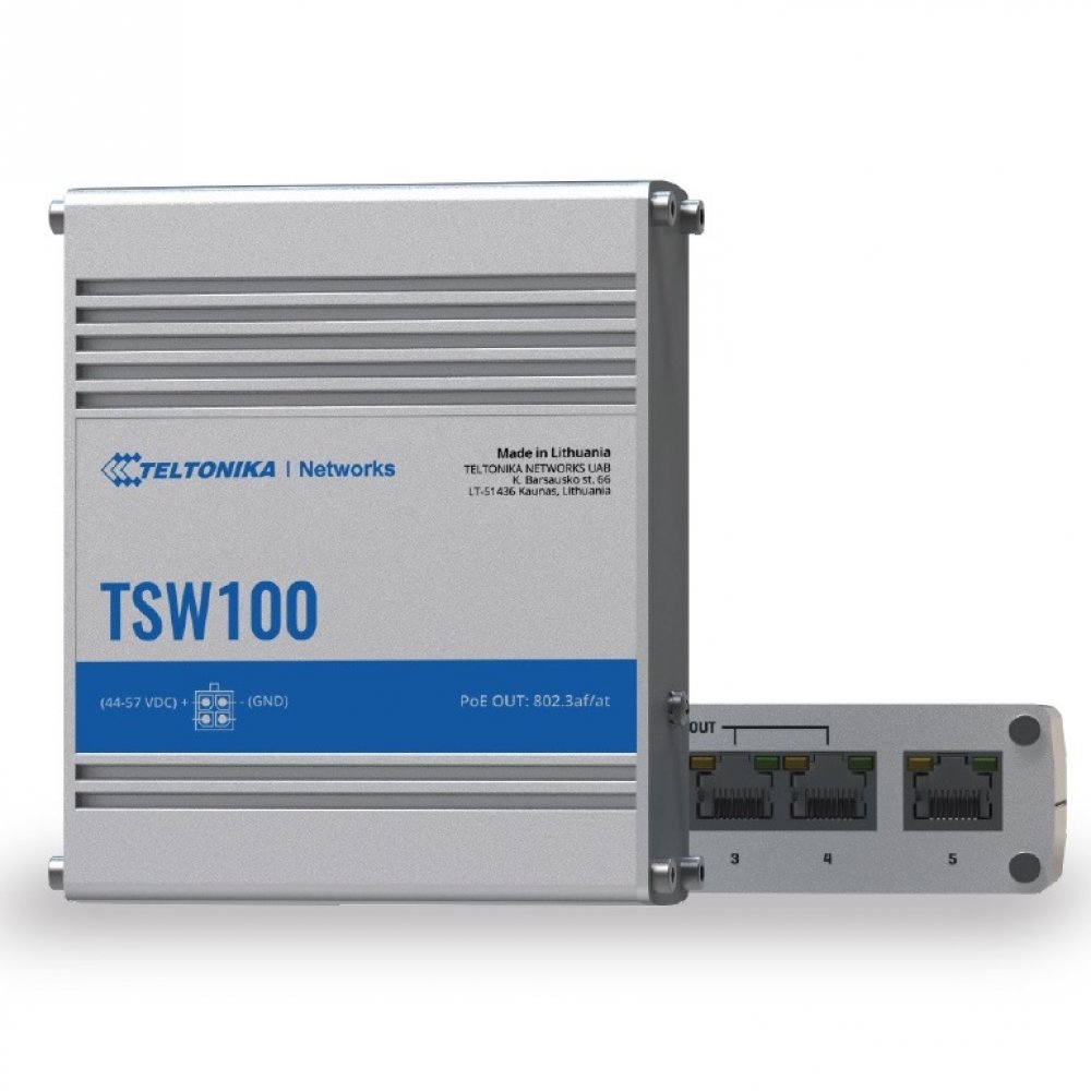 Teltonika TSW100 Industrial PoE+ 5 Port 