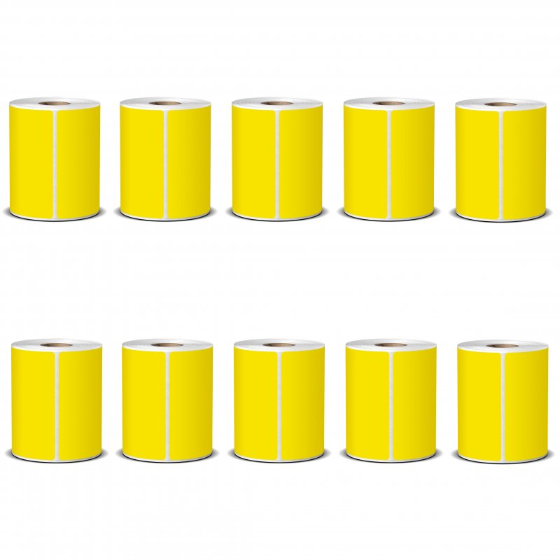 100X150 Yellow Direct Thermal Labels 400/Roll - 10 Rolls
