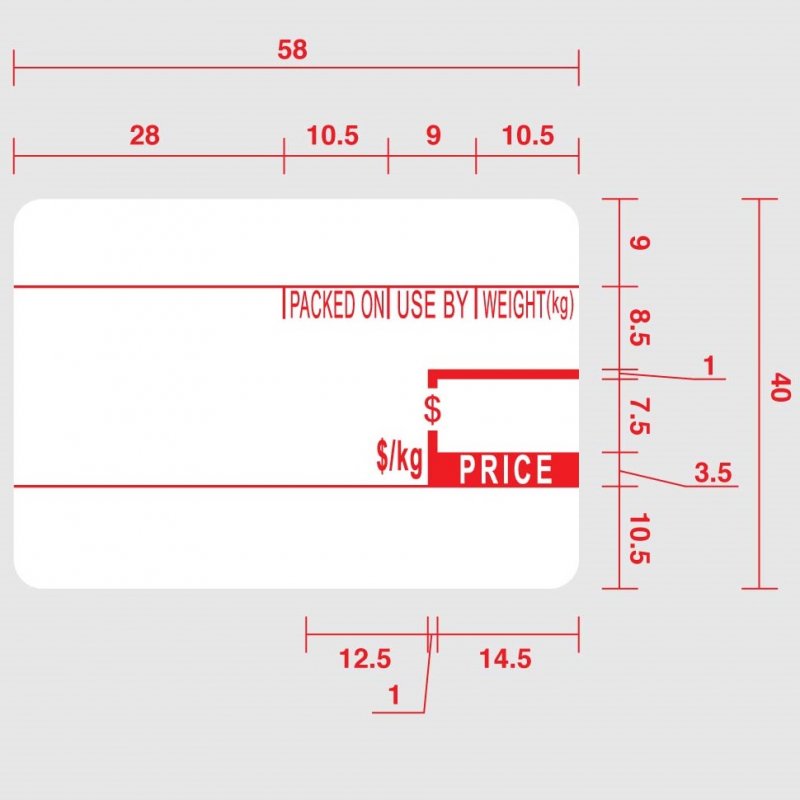 CAS 58x40 Scale Labels (Pre-Printed) - 30 Rolls