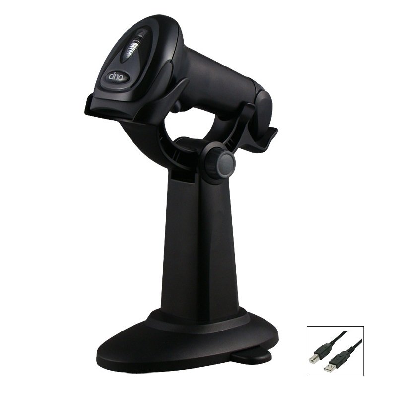 Cino A660 USB Corded 2D Barcode Scanner with Smart Stand