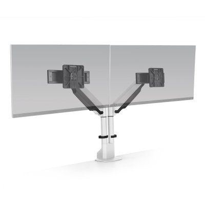 HAT Collective E2 Dual Monitor Arm with Top Down Clamp White