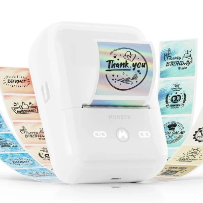 MUNBYN FM226 2" Direct Thermal Bluetooth Portable Label Printer - White