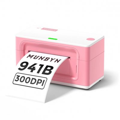 MUNBYN RealWriter 941BP 300dpi Bluetooth & USB Direct Thermal Label Printer - Pink