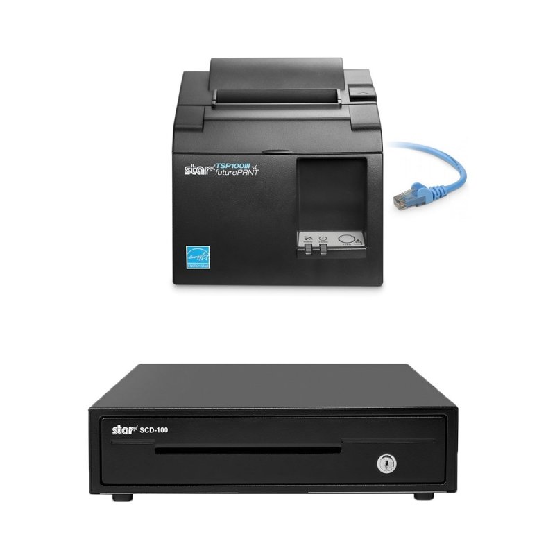 Star TSP143III LAN Receipt Printer With Star SCD100 Cash Drawer
