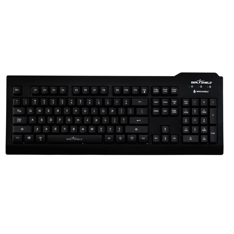 Seal Shield Glow Black 104K IP68 Rated Medical Grade Waterproof Keyboard USB