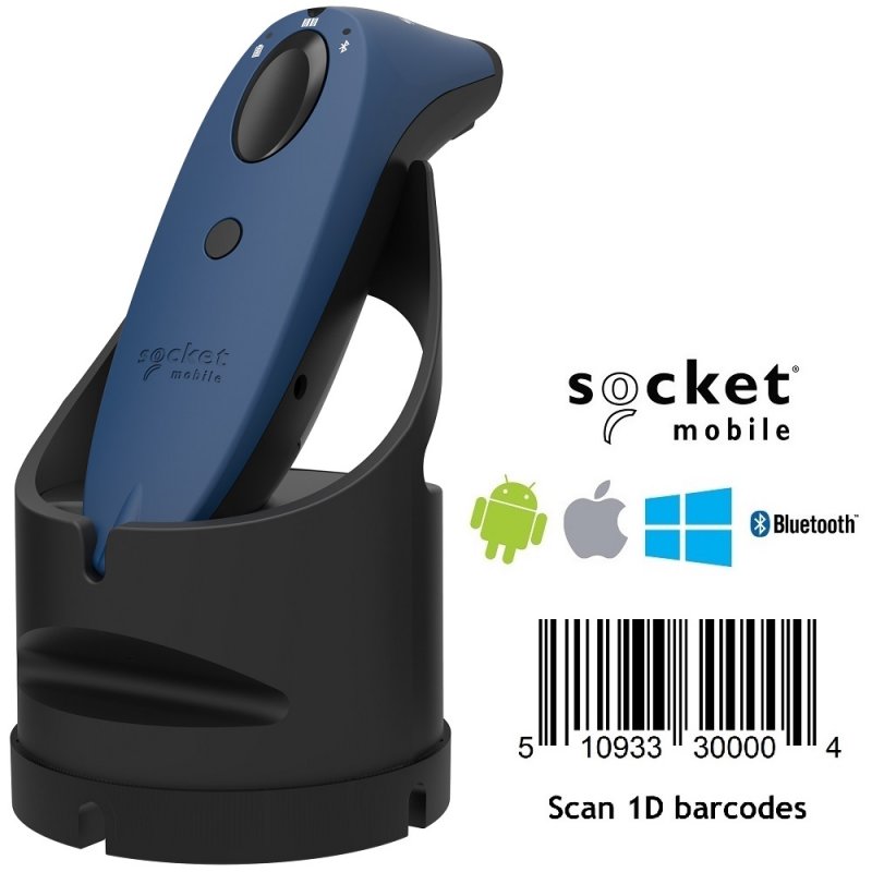 Socket S700 Blue 1D Bluetooth Barcode Scanner with Charging Dock