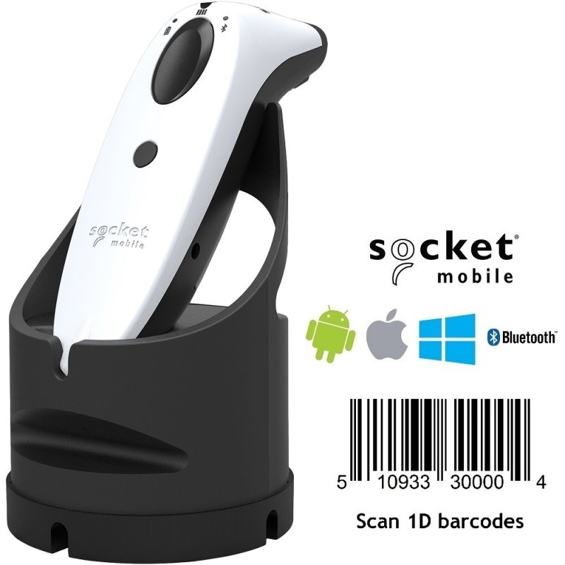 Socket S700 White 1D Bluetooth Barcode Scanner with Charging Dock
