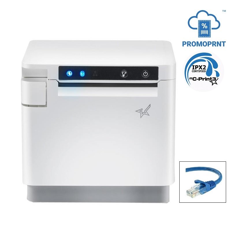 Star mC-Print3 Ethernet + USB Receipt Printer White