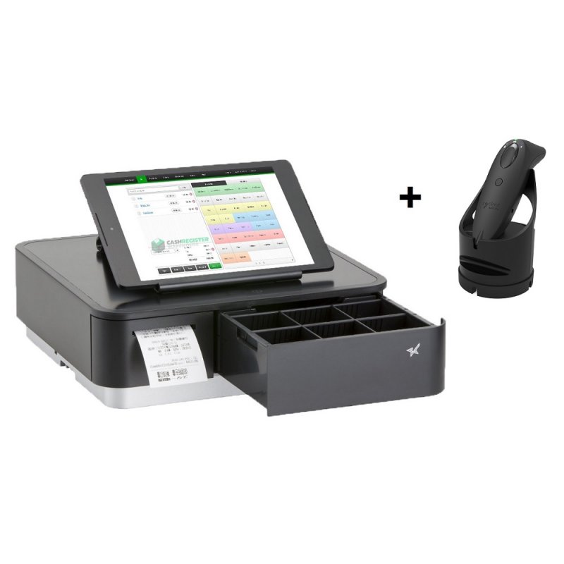Star mPOP Black Cash Drawer with Socket S720 Black Bluetooth Barcode Scanner