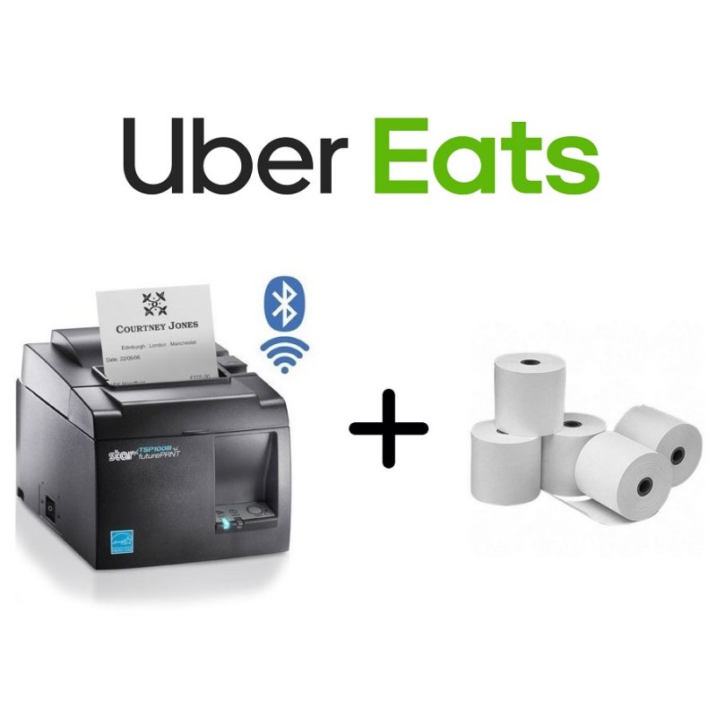 Uber Eats Star TSP143IIIBI Printer + Paper Rolls Bundle