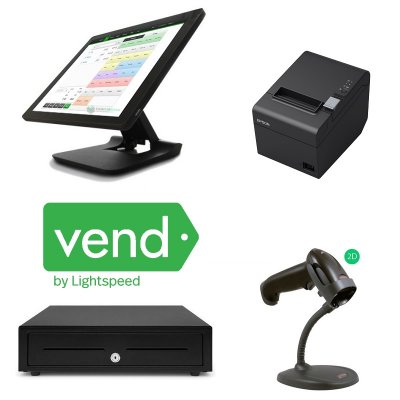 Vend Touch Screen POS System Bundle with USB Barcode Scanner